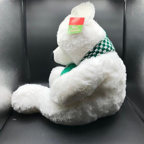 Large 30 in White Polar Bear with Scarf & Piece of Candy Green & White NWT - Picture 3 of 11